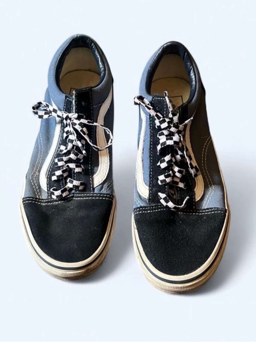 Vans Two-Tone Low-Top Sneakers in Black, Blue and White